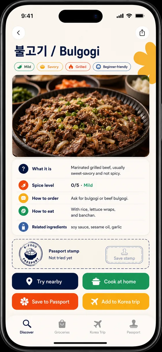 Bulgogi dish detail screen